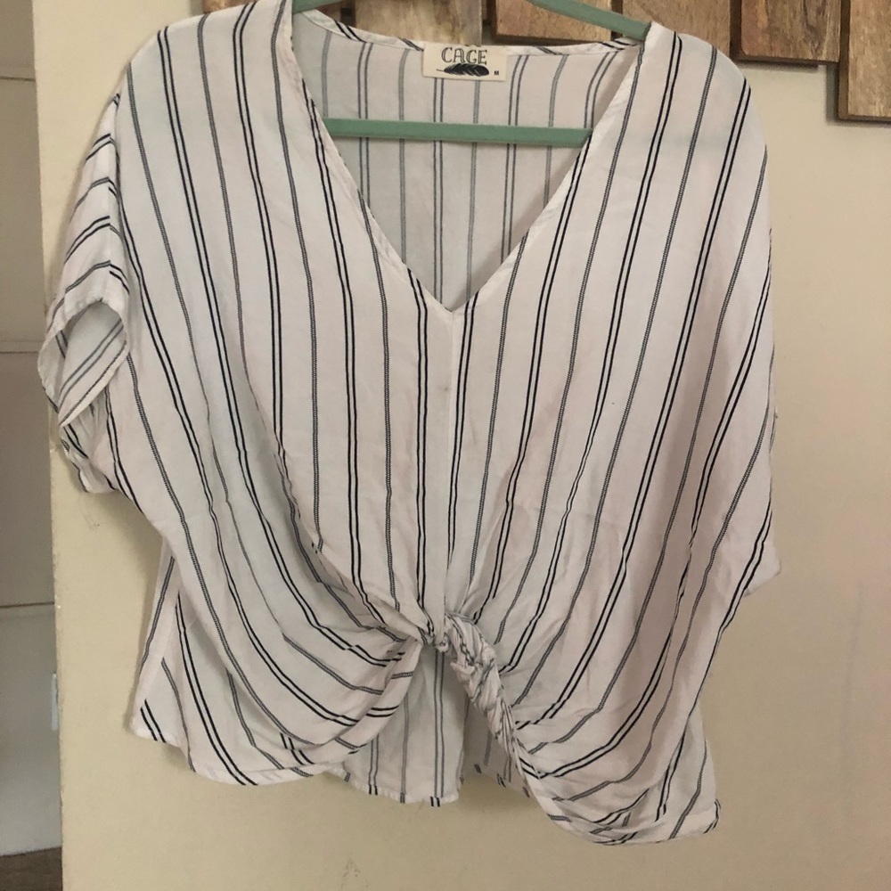 Striped V-neck Crop Top